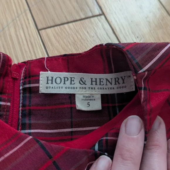 Hope & Henry Red Plaid Kids Formal Dress - Picture 3 of 4